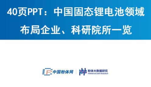 40页PPT：中国固态锂电池领域布局企业、科研院所一览