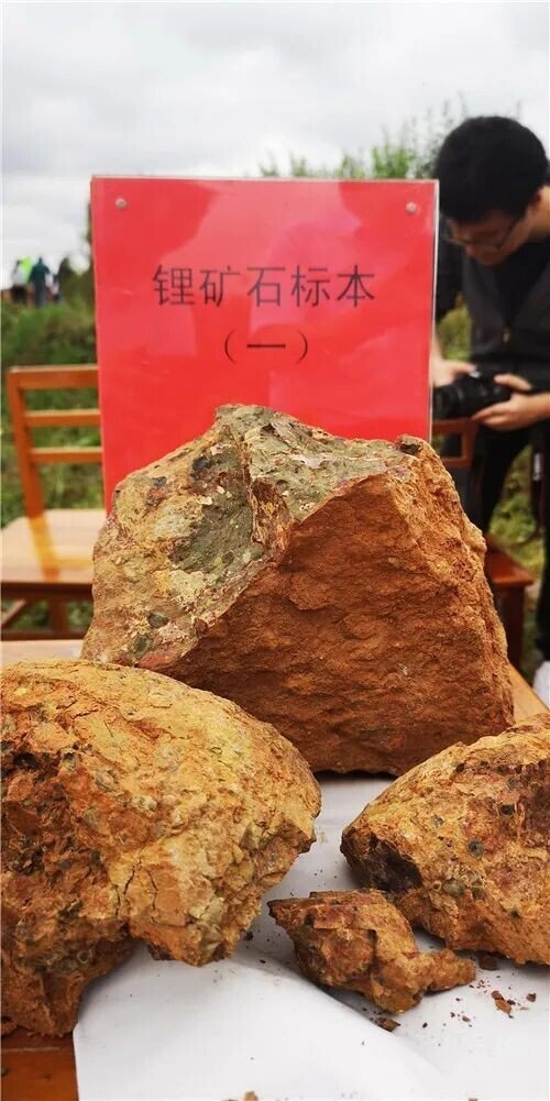 研究团队在云南玉溪小石桥采集的锂矿石标本.赵汉斌 摄